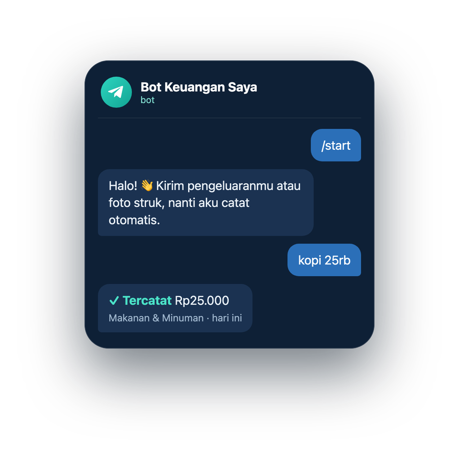 Langkah 5 — mulai catat keuangan lewat bot